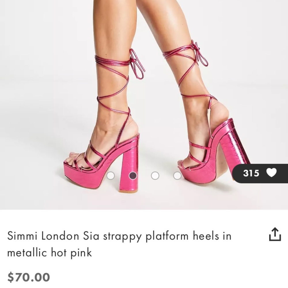 💘SIMMI💘 Sia Wrap Platform Heel Metallic Pink Size 7 NWT